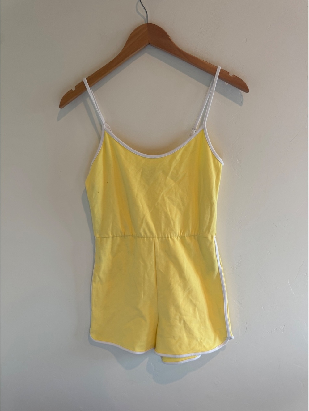 Forever 21 Yellow & White Cami Romper Size Small Y2K Summer